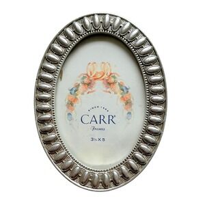 Carr Oval Silver Tone 3 1/2" x 5" Table Top Picture Frame